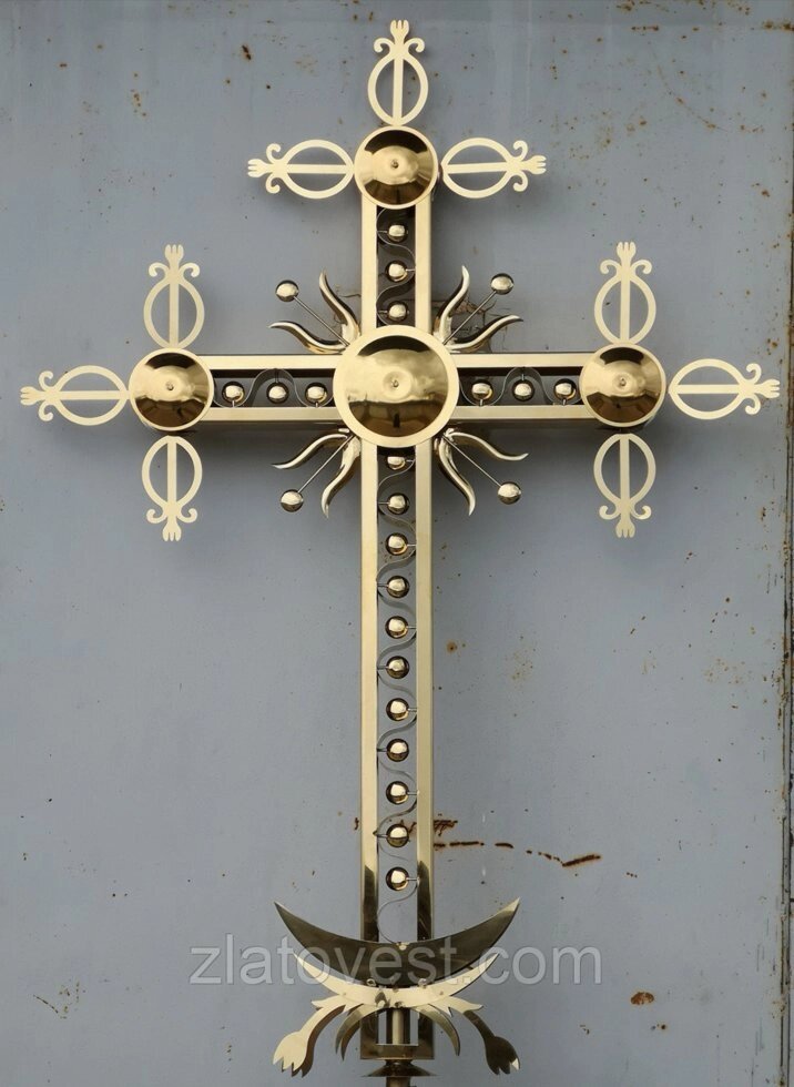 Хрест з півмісяцем для церкви, ажурний від компанії Златовест, ТОВ - фото 1
