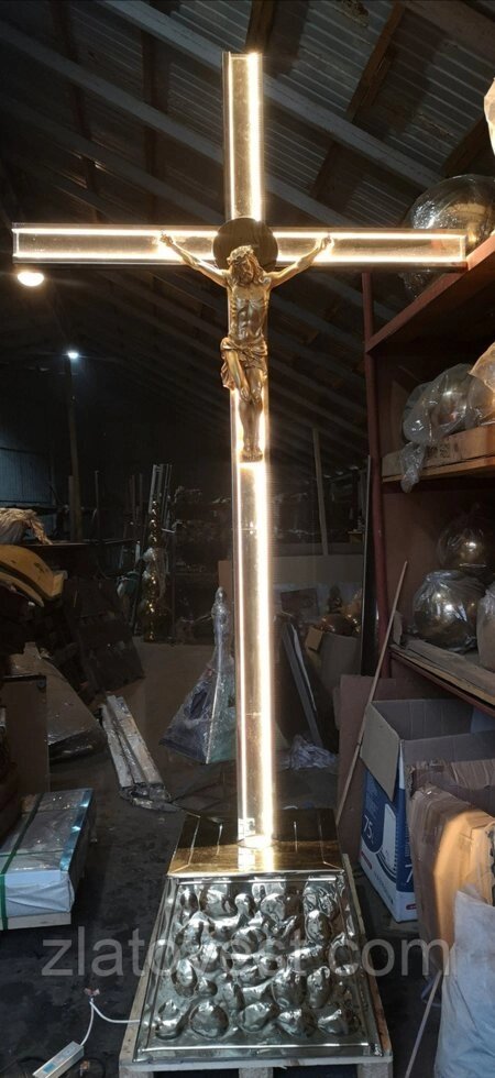 Хрест з розп'яттям і Голгофою, LED підсвічування, 2.5 м від компанії Златовест, ТОВ - фото 1