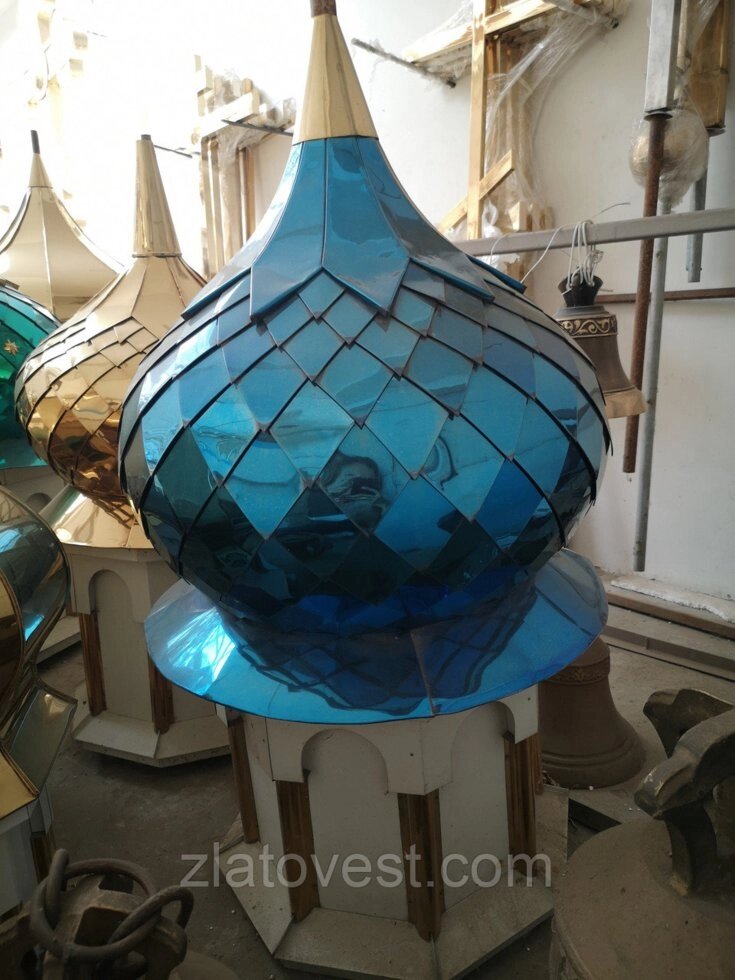 Купол круглий синій в "шашку", нітрид титану від компанії Златовест, ТОВ - фото 1