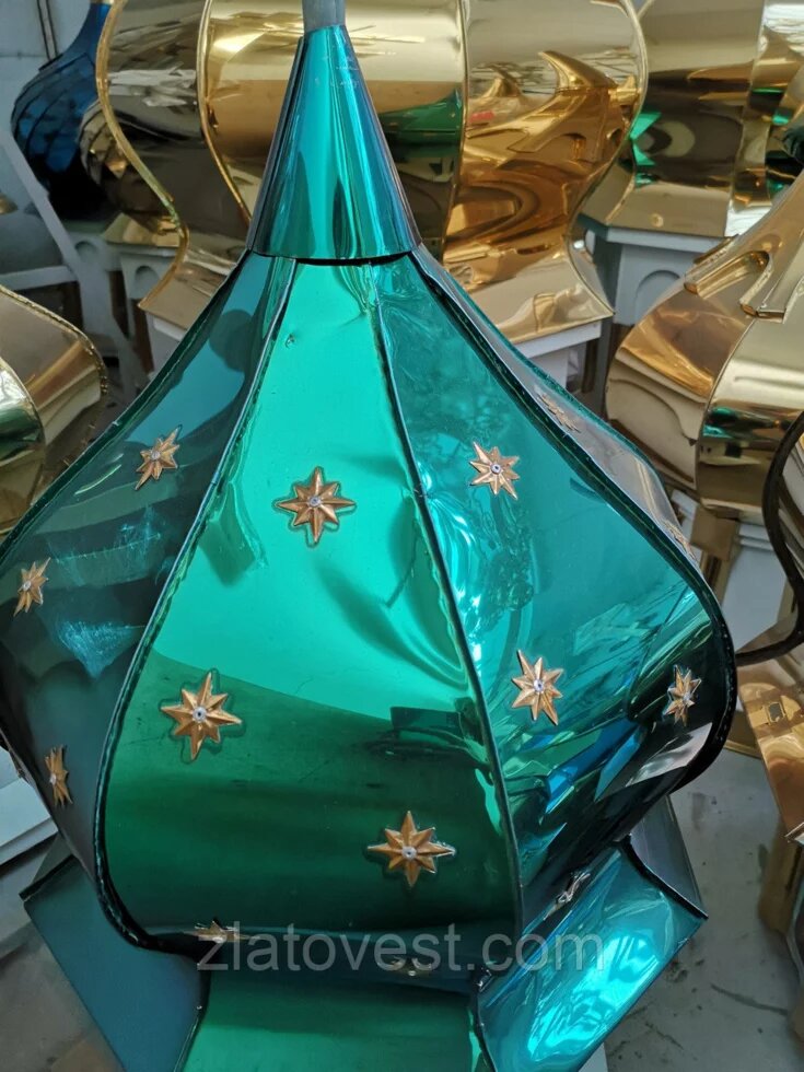 Купол зелений для храму з золотими зірками від компанії Златовест, ТОВ - фото 1