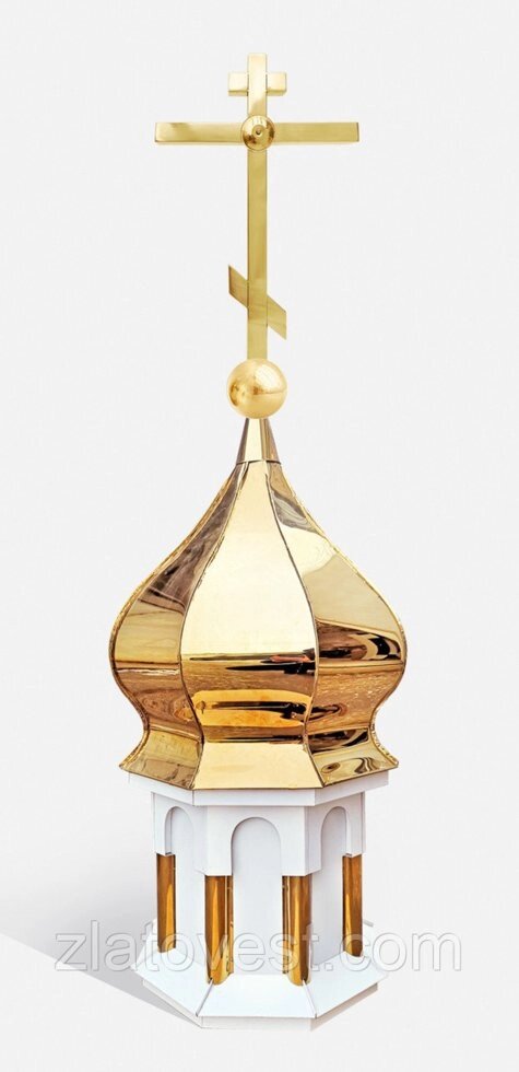 Купол "золотий" 50 см з хрестом 50 см (без кулі) від компанії Златовест, ТОВ - фото 1