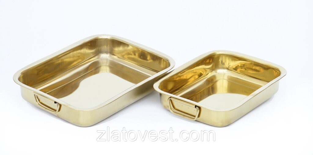 Лоток малий, металевий золотого кольору від компанії Златовест, ТОВ - фото 1