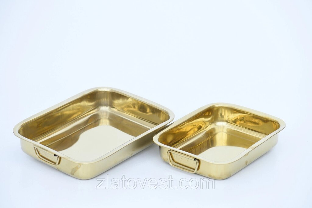 Лоток великий металевий золотого кольору від компанії Златовест, ТОВ - фото 1