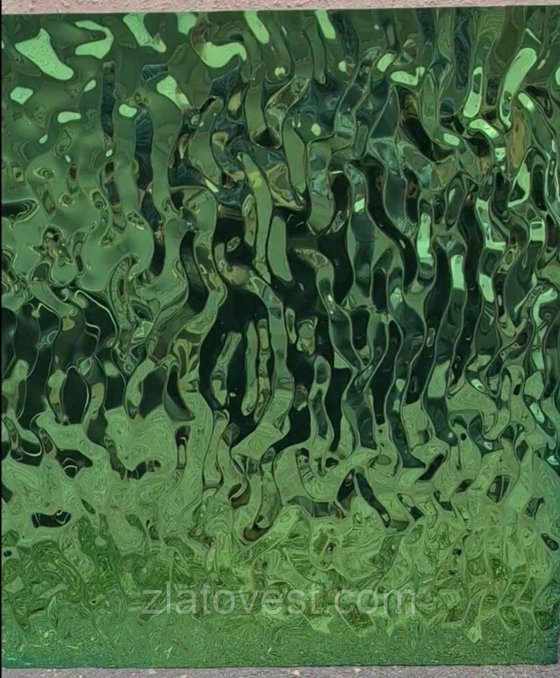 Нержавеющая сталь с теснение "Волна"  зеленого цвета, покрытие нитрид титана від компанії Златовест, ТОВ - фото 1