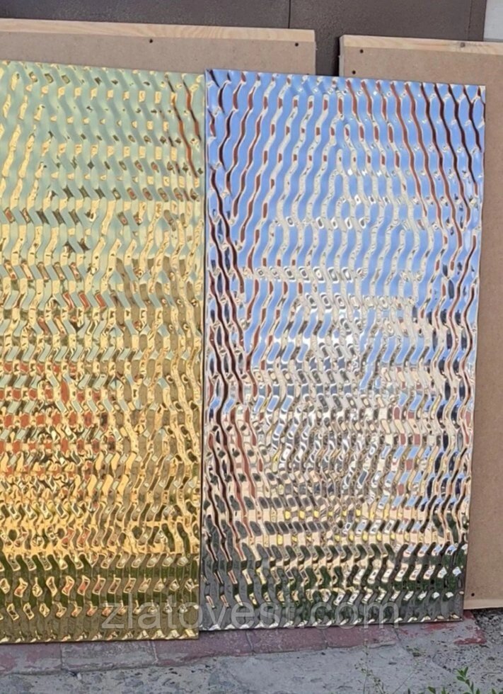 Нержавеющая сталь с теснением "зигзаг" золотого цвета,  нитрид титана від компанії Златовест, ТОВ - фото 1