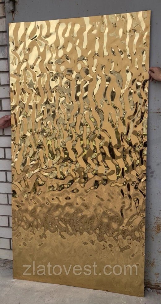 Нержавіюча сталь з тиснення "Хвиля" з покриттям нітрид титану від компанії Златовест, ТОВ - фото 1