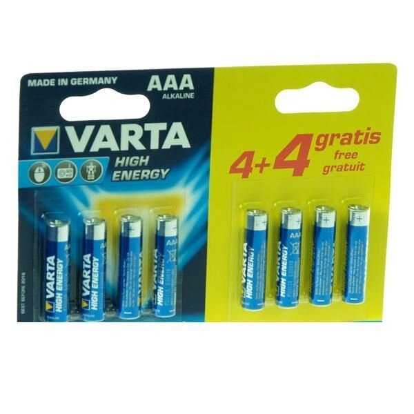 Батарейка VARTA AAA High Energy, 8шт Alkaline (04903121448) від компанії Приватне підприємство "Кваліор" - фото 1