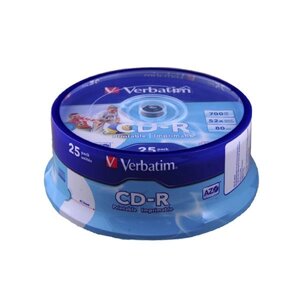 CD-R Verbatim 700 MB / 80 min 52x (25 pcs Cake Box, 43439) Printable