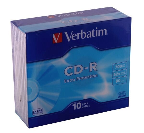 CD-R Verbatim 700 MB / 80 min 52x Slim Extra (10 Pack, 43415) від компанії Приватне підприємство "Кваліор" - фото 1