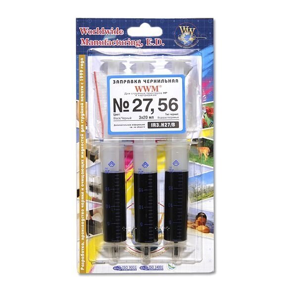 Чорнило InkJet Refill Kit HP C8727A / C6656A Black (3x20ml) IR3. H27 / B від компанії Приватне підприємство "Кваліор" - фото 1