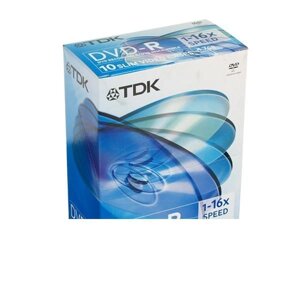Диск DVD-R TDK 4.7 GB / 120 min 16x videobox slim (10 pack)