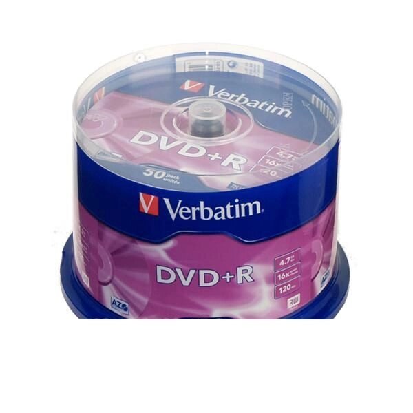 Диск DVD + R Verbatim 4.7 GB / 120 min 16x Silver (50 pcs Cake Box, 43550) від компанії Приватне підприємство "Кваліор" - фото 1