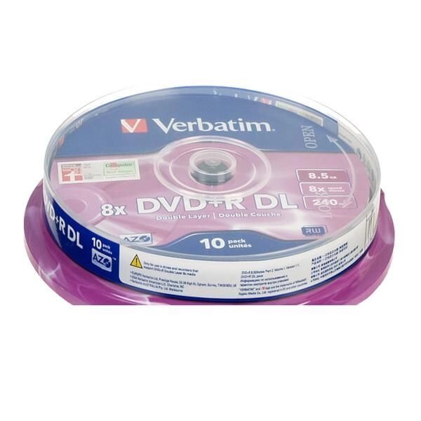 Диск DVD + R Verbatim 8.5 GB / 240 min 8x Double Layer (10 pcs Cake Box, 43666) від компанії Приватне підприємство "Кваліор" - фото 1