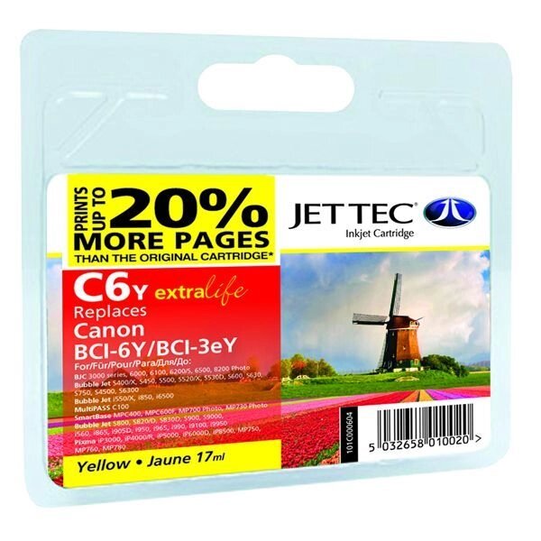 Картридж CANON BCI-3/6 Yellow + 30% (110C000604) C6Y Jet Tec від компанії Приватне підприємство "Кваліор" - фото 1