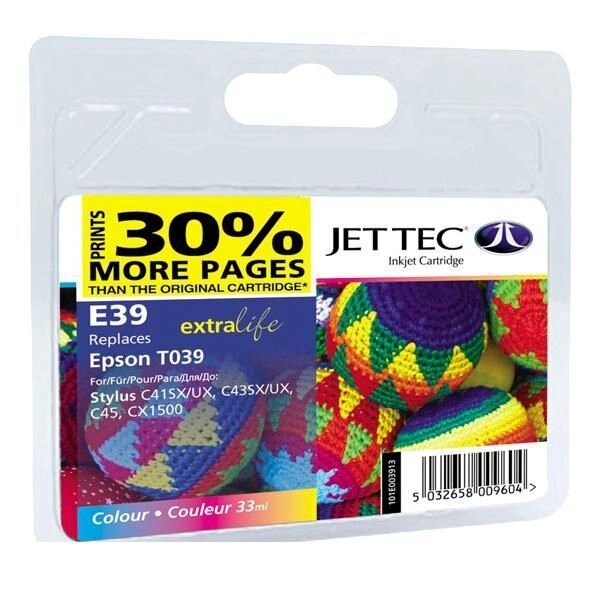 Картридж EPSON Stylus C41UX / SX Colour + 30% (110E003913) E39 Jet Tec від компанії Приватне підприємство "Кваліор" - фото 1