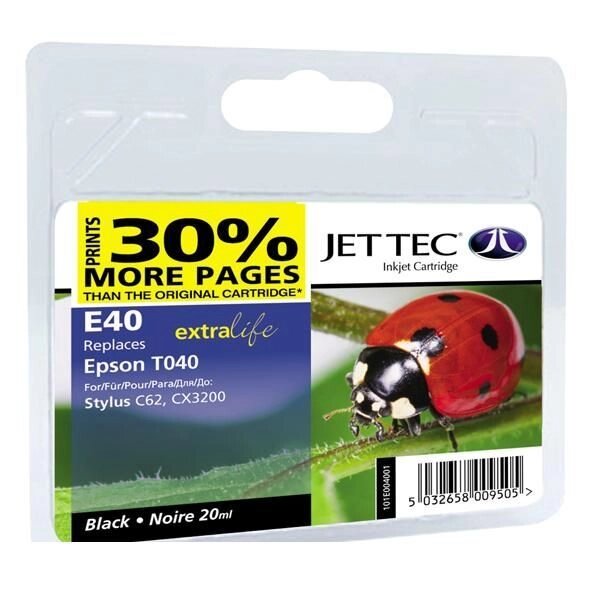 Картридж EPSON Stylus C62 / CX3200 Black + 30% (110E004001) E40 Jet Tec від компанії Приватне підприємство "Кваліор" - фото 1