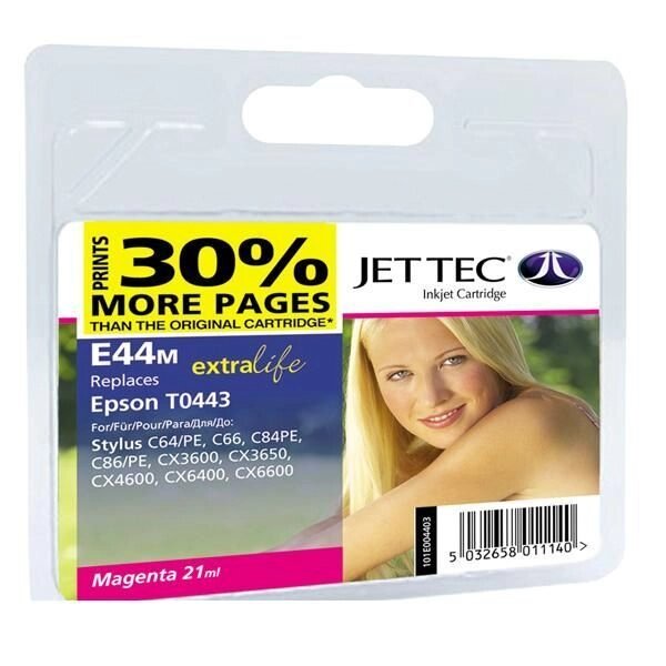 Картридж EPSON Stylus C64 / C84 Magenta + 30% (110E004403) E44M Jet Tec від компанії Приватне підприємство "Кваліор" - фото 1