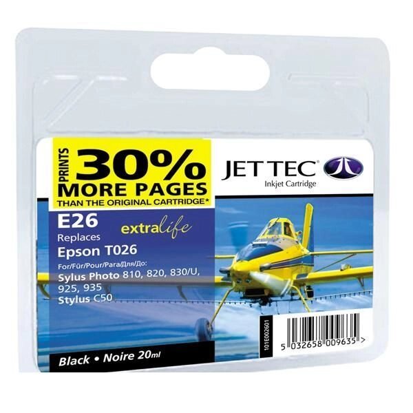 Картридж EPSON Stylus Photo 810 Black + 30% (110E002601) E26 Jet Tec від компанії Приватне підприємство "Кваліор" - фото 1