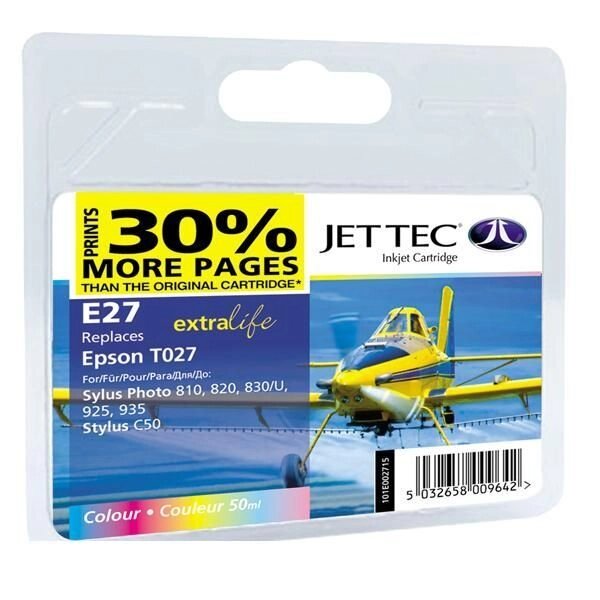 Картридж EPSON Stylus Photo 810 Colour + 30% (110E002715) E27 Jet Tec від компанії Приватне підприємство "Кваліор" - фото 1