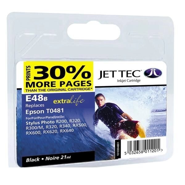 Картридж EPSON Stylus Photo R-200/220/300/320/340 / RX-500/600/620 Black + 30% (110E004801) E48B Jet Tec від компанії Приватне підприємство "Кваліор" - фото 1