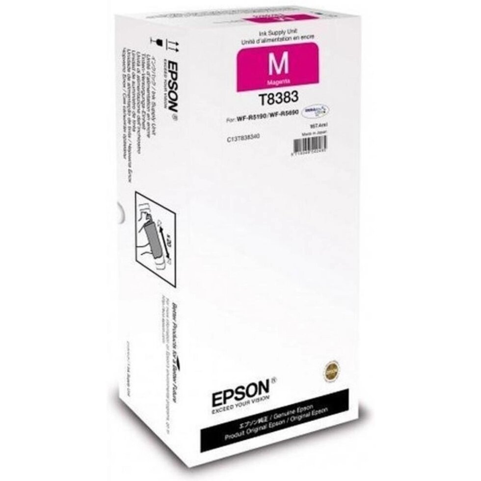 КОНТЕЙНЕР С ЧЕРНИЛАМИ EPSON WF-R5XXX MAGENTA XL (20K) (C13T838340) від компанії Приватне підприємство "Кваліор" - фото 1