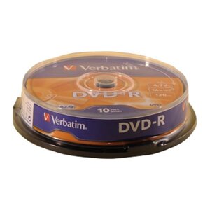 Диск DVD-R Verbatim 4.7 GB / 120 min 16x (10 pcs Cake Box) (43523)