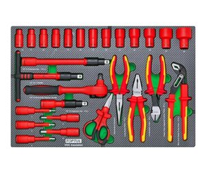 Набір інструменту електроізольованого VDE 27 од. в ложементі, тип D TOPTUL GED2764