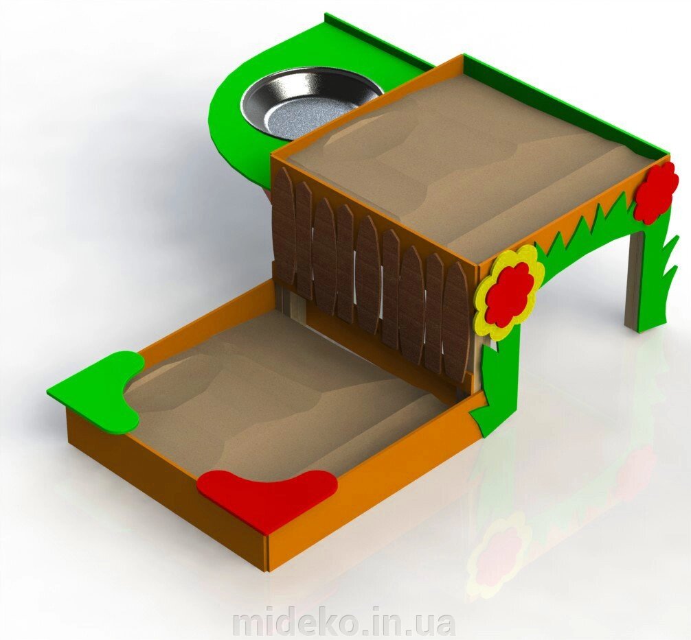 Дитяча пісочниця дворівнева ОФВ від компанії ТОВ "МІДЕКО ГРУП" облаштування дитячих і спортивних майданчиків - фото 1