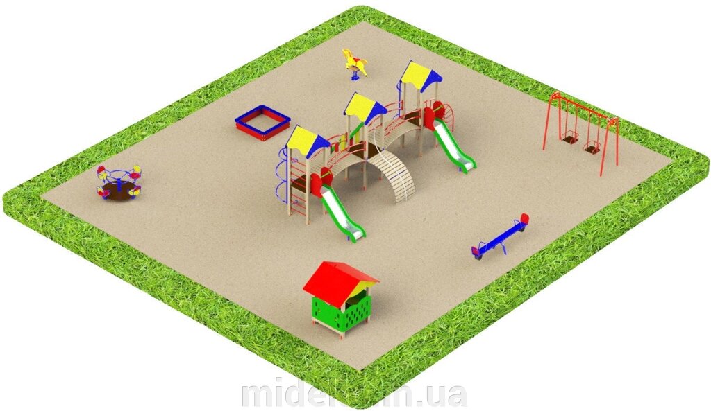 Дитячий майданчик 2020 комплект обладнання від компанії ТОВ "МІДЕКО ГРУП" облаштування дитячих і спортивних майданчиків - фото 1