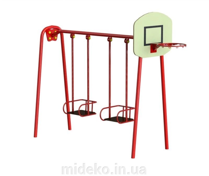 Гойдалка велика з баскетбольним кільцем MIDEKO від компанії ТОВ "МІДЕКО ГРУП" облаштування дитячих і спортивних майданчиків - фото 1