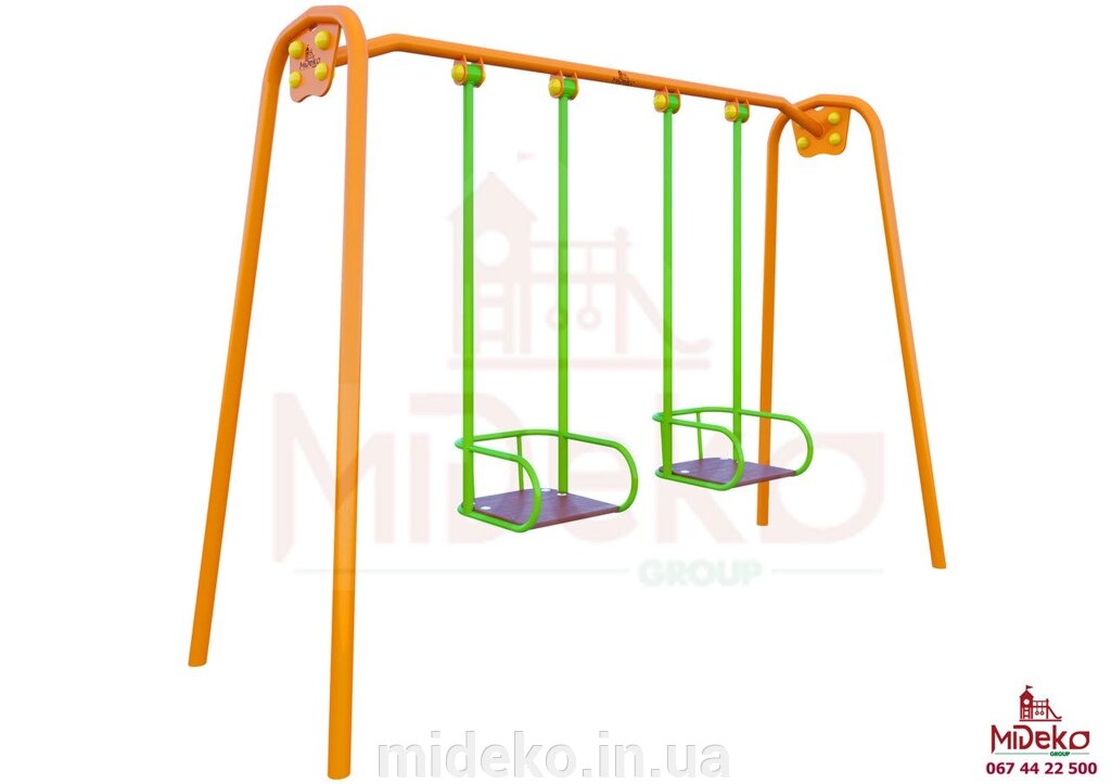 Гойдалки подвійні великі MIDEKO від компанії ТОВ "МІДЕКО ГРУП" облаштування дитячих і спортивних майданчиків - фото 1