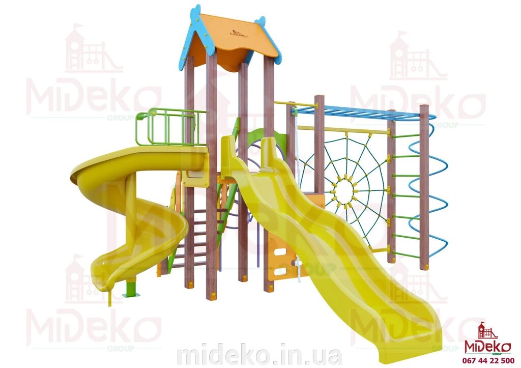 Ігровий комплекс "Трино S 150" Mideko від компанії ТОВ "МІДЕКО ГРУП" облаштування дитячих і спортивних майданчиків - фото 1