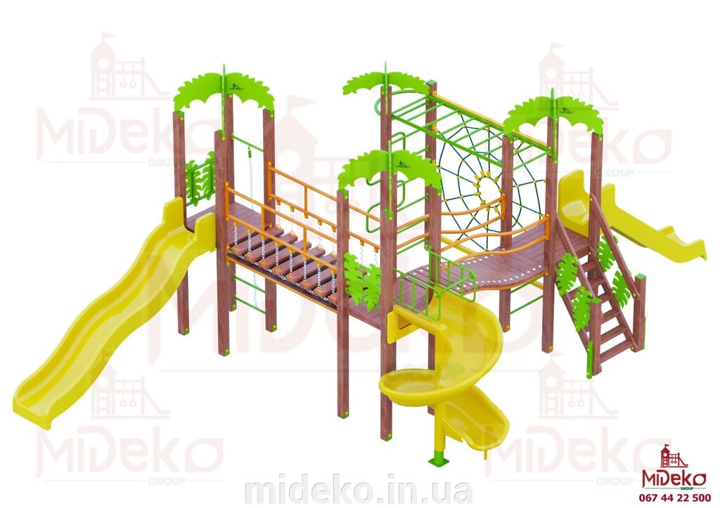 Игровой комплекс Трио джунгли MIDEKO від компанії ТОВ "МІДЕКО ГРУП" облаштування дитячих і спортивних майданчиків - фото 1