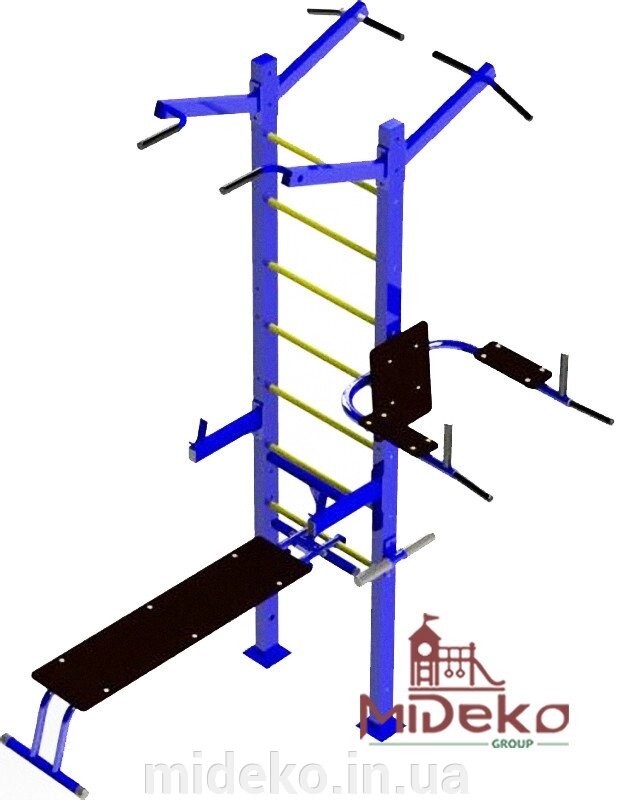 Універсальний спортивний вуличний тренажер - 201 "MIDEKO" від компанії ТОВ "МІДЕКО ГРУП" облаштування дитячих і спортивних майданчиків - фото 1