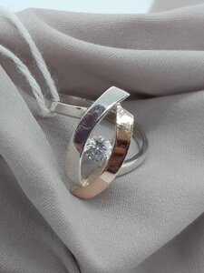 Жіноче срібний перстень із золотими пластинами 16,5 р.