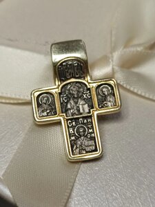 Срібний Хрестик в позолоті з чорнінням масивний