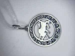 Кулон Срібний Телець Знак Зодіаку круглий