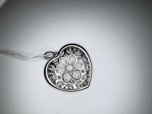 Срібний кулон підвіска серце крупне