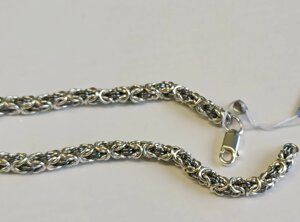 Срібний браслет плетіння лисиці, візантійський посібник з плетіння 21,5 см, 16,45 г у присутності будь -якого розміру.