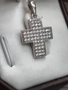 Срібний Хрестик в родії з цирконієм
