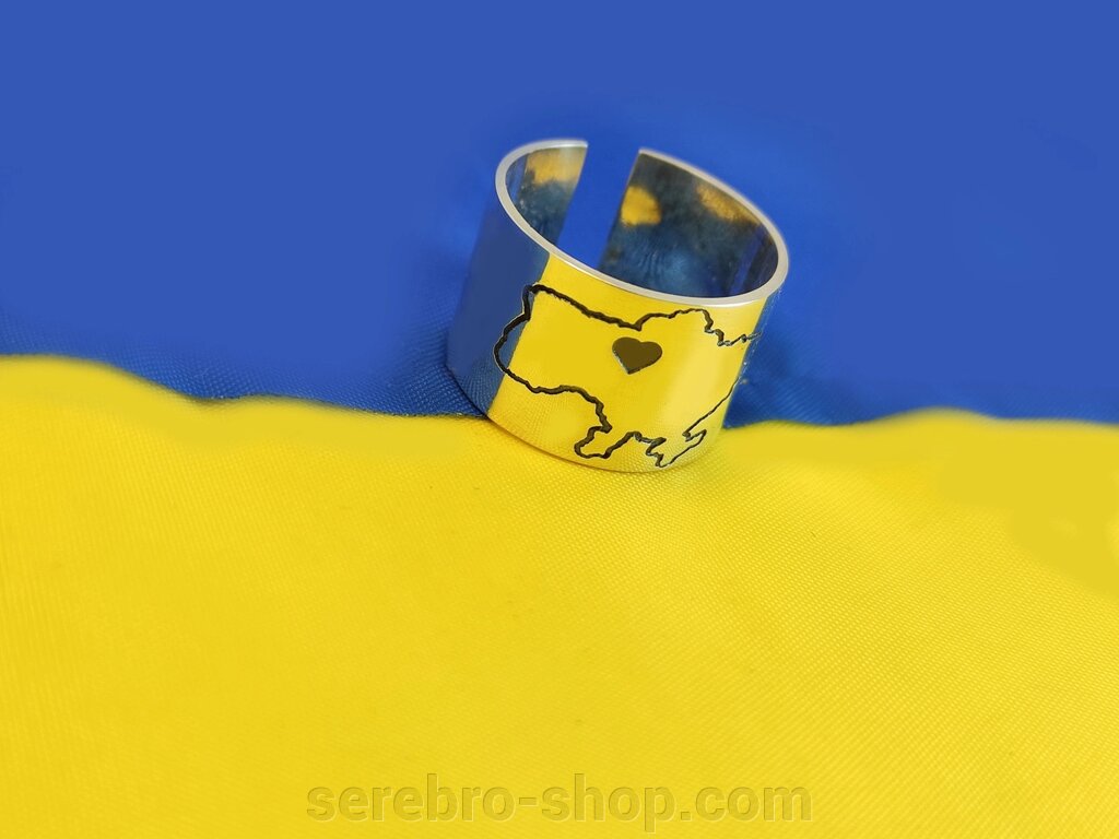 Срібна каблучка Широка карта України DARIY 004 від компанії Serebro-shop - фото 1