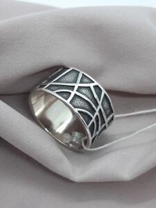 Жіноче срібний перстень Енігма 19,5 р. без вставок, з чорнінням в родії