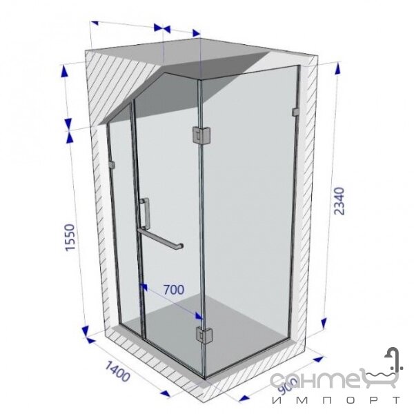 Душова кабіна Weston 1400x900x2340 polish/прозоре скло, ручка рушник утримувач від компанії Інтернет-гіпермаркет сантехніки та опалення сантехніка. od. ua - фото 1