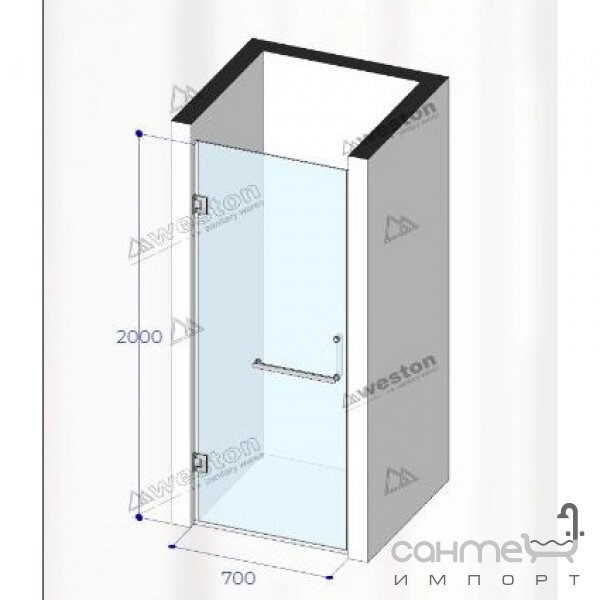 Душові двері в нішу Weston WD1 700x2000 скло бронза, фурнітура чорна від компанії Інтернет-гіпермаркет сантехніки та опалення сантехніка. od. ua - фото 1