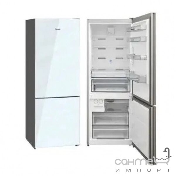 Двухкамерний холодильник з нижньою морозильною камерою Fabiano FSR 7051 WG White Glass фасад біле скло від компанії Інтернет-гіпермаркет сантехніки та опалення сантехніка. od. ua - фото 1