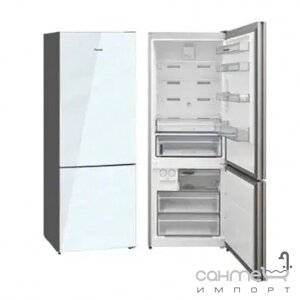 Двухкамерний холодильник з нижньою морозильною камерою Fabiano FSR 7051 WG White Glass фасад біле скло