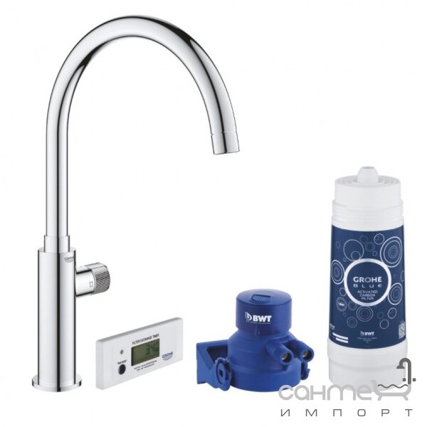 Кран для фільтрованої води + стартовий набір Grohe Blue Pure Mono 30387000 від компанії Інтернет-гіпермаркет сантехніки та опалення сантехніка. od. ua - фото 1