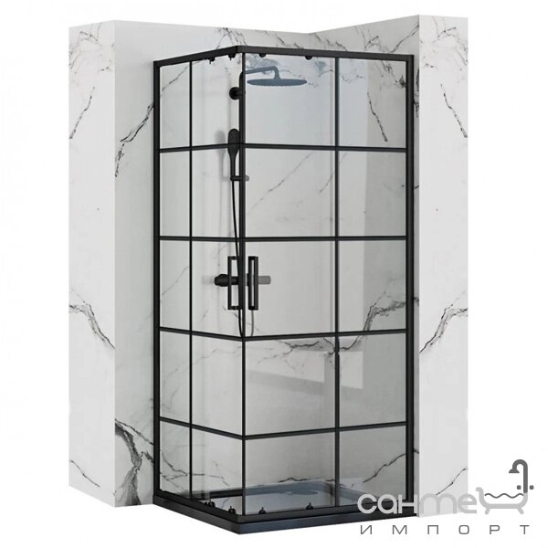 Квадратна душова кабіна Концепція Black Rea-K5479 Чорний / Прозорий скляний профіль від компанії Інтернет-гіпермаркет сантехніки та опалення сантехніка. od. ua - фото 1