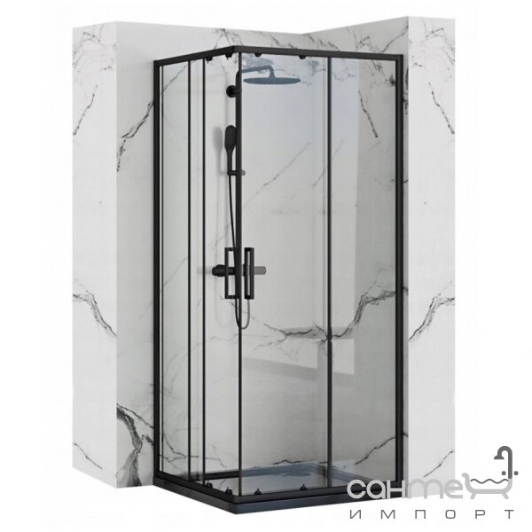 Квадратна душова кабіна Rea Punto Black Rea-K4800 Matte чорне / прозоре скло від компанії Інтернет-гіпермаркет сантехніки та опалення сантехніка. od. ua - фото 1