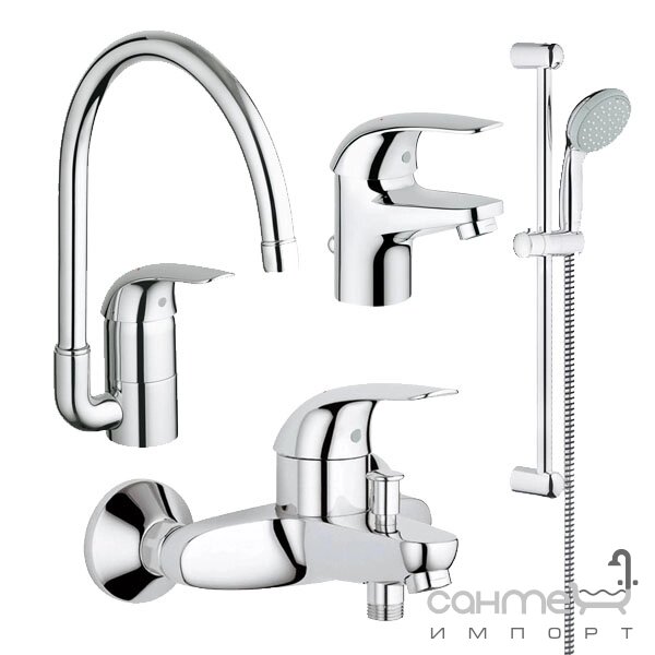 Набір змішувачів Grohe Euroeco 123242K хром від компанії Інтернет-гіпермаркет сантехніки та опалення сантехніка. od. ua - фото 1